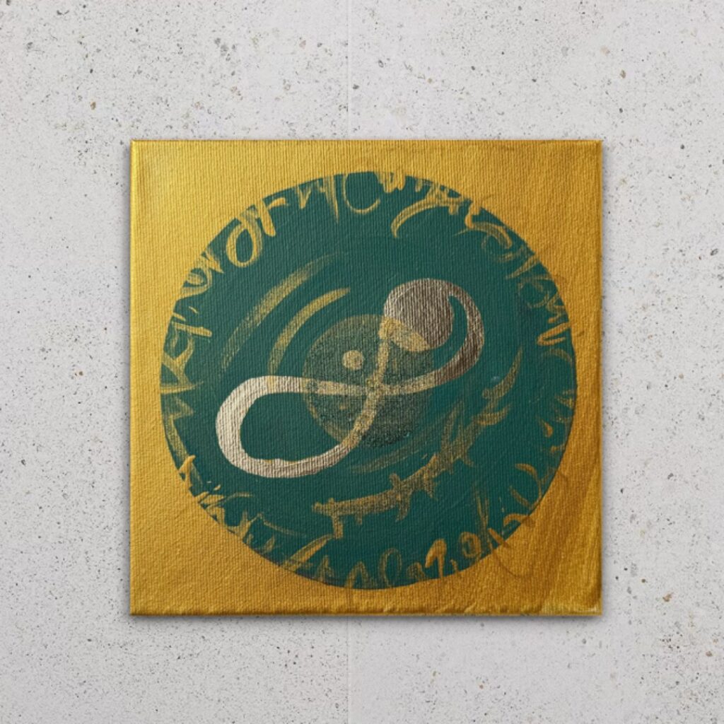 Zeichen auf Leinwand mit neutralem Hintergrund