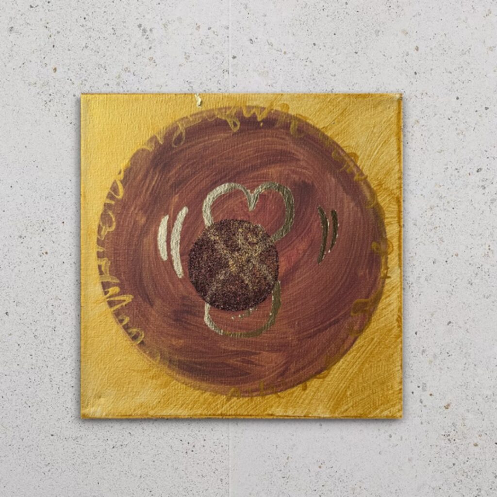 Zeichen auf Leinwand mit neutralem Hintergrund