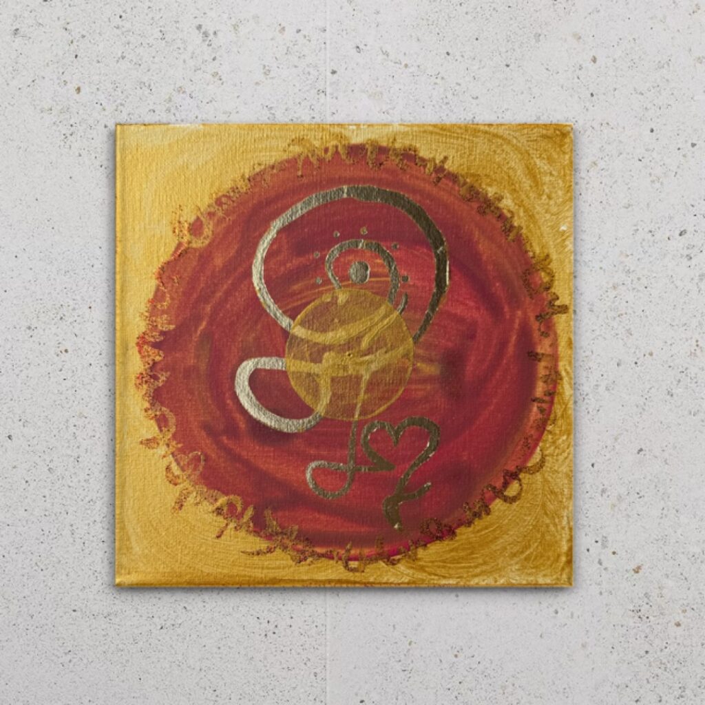 gemaltes Bild mit Kraftzeichen